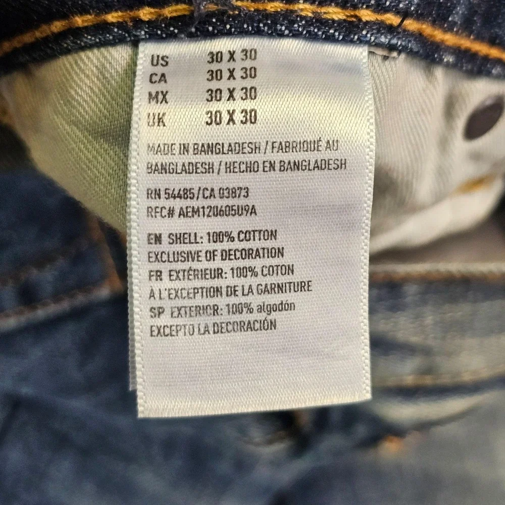 American Eagle Original Straight Jeans Mens 30x30 Blue Medium Vintage Wash Denim